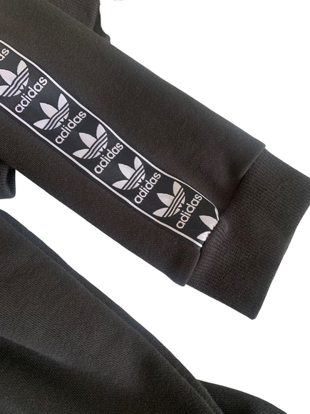 Adidas BNWT black ladies trefoil long sleeved cropped sweatshirt pullover hoodie - Picture 5 of 6